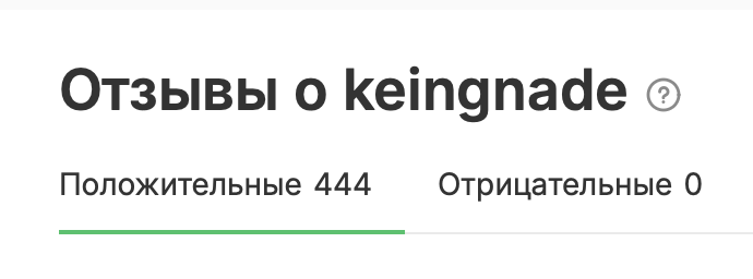 Отзывы о keingnade — 444 положительных, 0 отрицательных